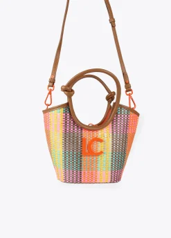 Bolso bandolera tipo cesta multicolor
