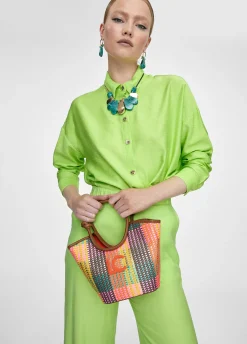 Bolso bandolera tipo cesta multicolor