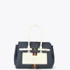 Bolso shopper azul y blanco