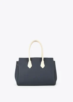 Bolso shopper azul y blanco