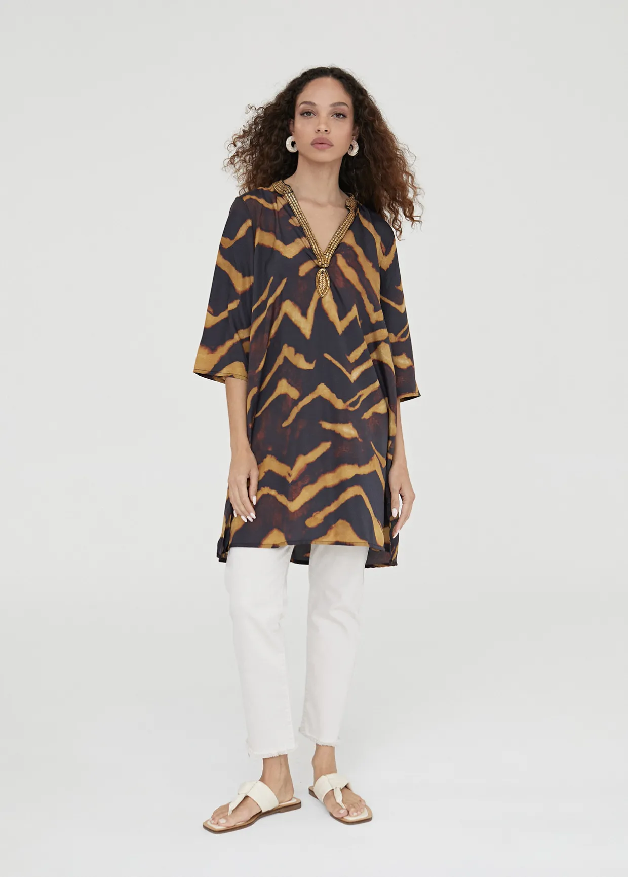 Caftan corto estampado cebra