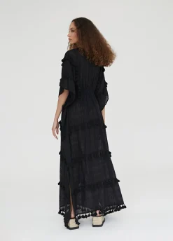 Caftan largo con pompones