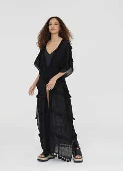 Caftan largo con pompones