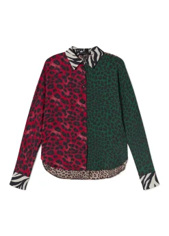 Camisa animal print combinada