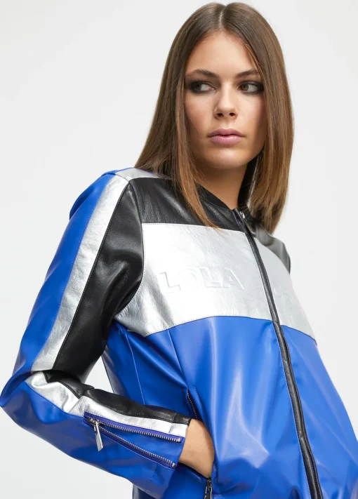 Cazadora biker tricolor