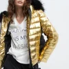 chaqueta acolchada metalizada