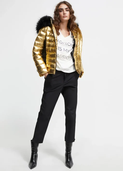 chaqueta acolchada metalizada