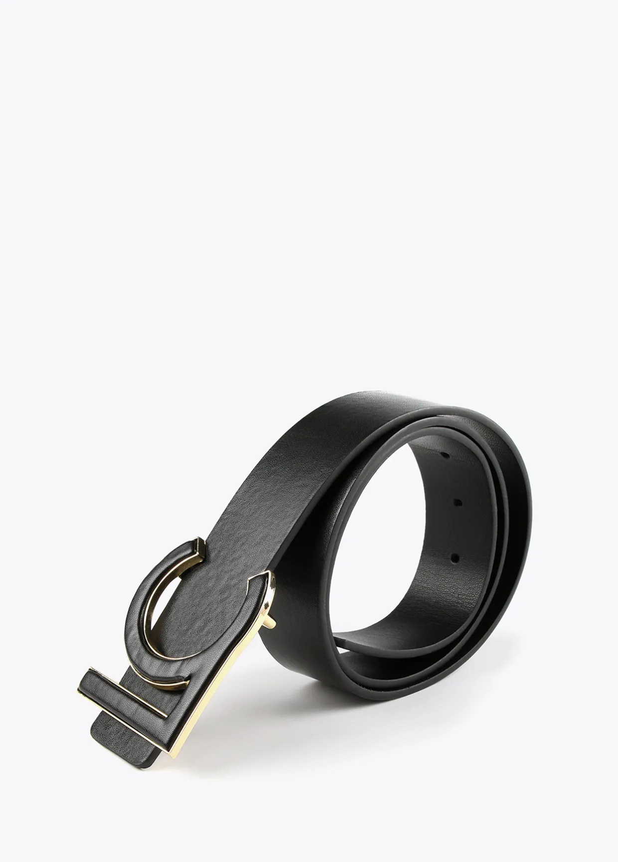 Cinturón hebilla forrada efecto piel
