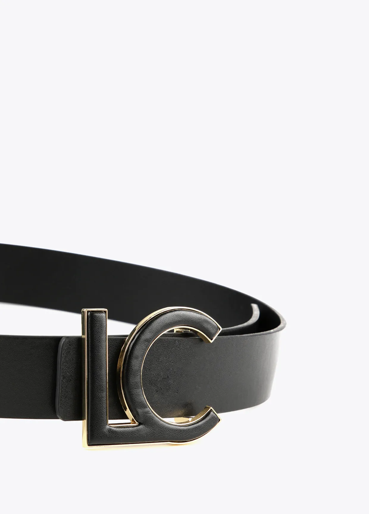 Cinturón hebilla forrada efecto piel