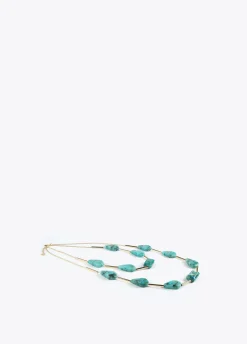 Collar con cadena doble turquesa