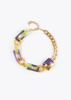 Collar gargantilla dorado con colores combinados