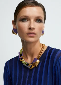 Collar gargantilla dorado con colores combinados
