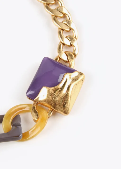 Collar gargantilla dorado con colores combinados