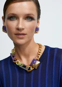 Collar gargantilla dorado con colores combinados