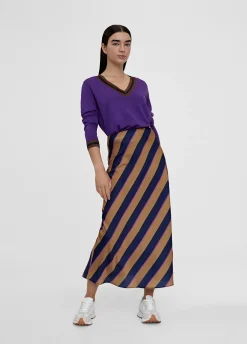 Falda midi de rayas