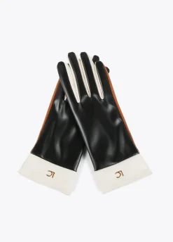 Guantes efecto piel tricolor
