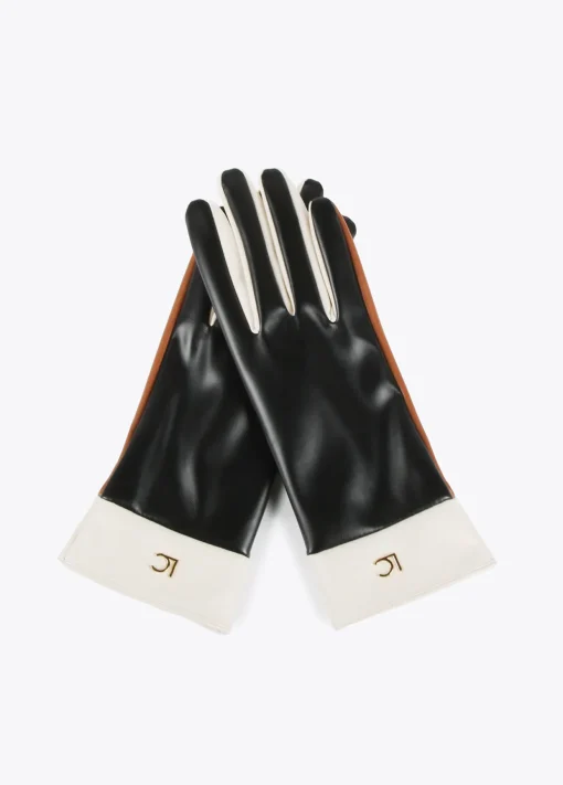 Guantes efecto piel tricolor