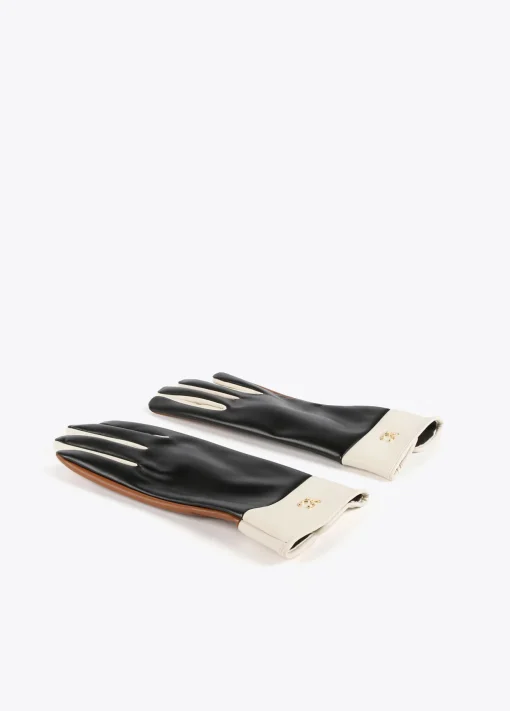 Guantes efecto piel tricolor