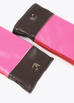 Guantes efecto piel tricolor