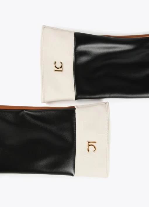Guantes efecto piel tricolor
