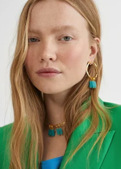 Pendientes de aro con piedras naturales