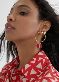 Pendientes de aro con piedras naturales