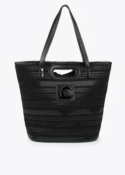 Shopper material trenzado negro