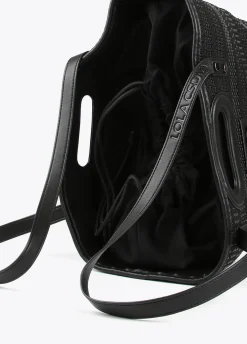 Shopper material trenzado negro
