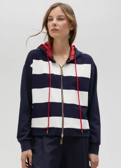 Sudadera rayas bicolor con cierre frontal - Lola Casademunt