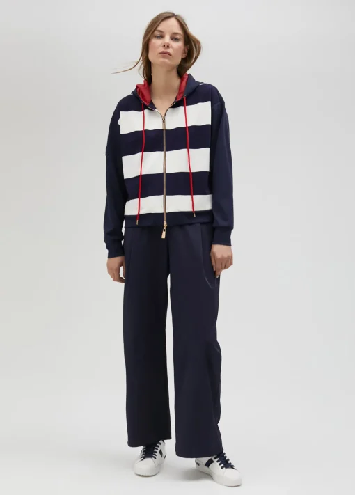 Sudadera rayas bicolor con cierre frontal - Lola Casademunt