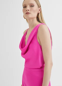 Top satinado con drapeado