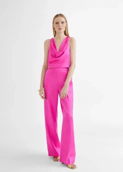 Top satinado con drapeado