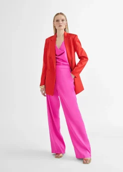 Top satinado con drapeado