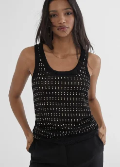 Top semi transparente negro