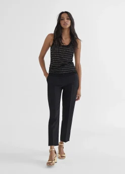 Top semi transparente negro