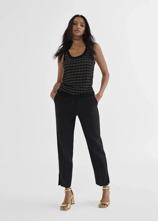 Top semi transparente negro