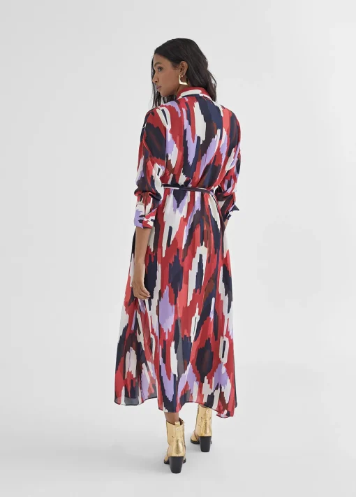 Vestido camisero largo y multicolor