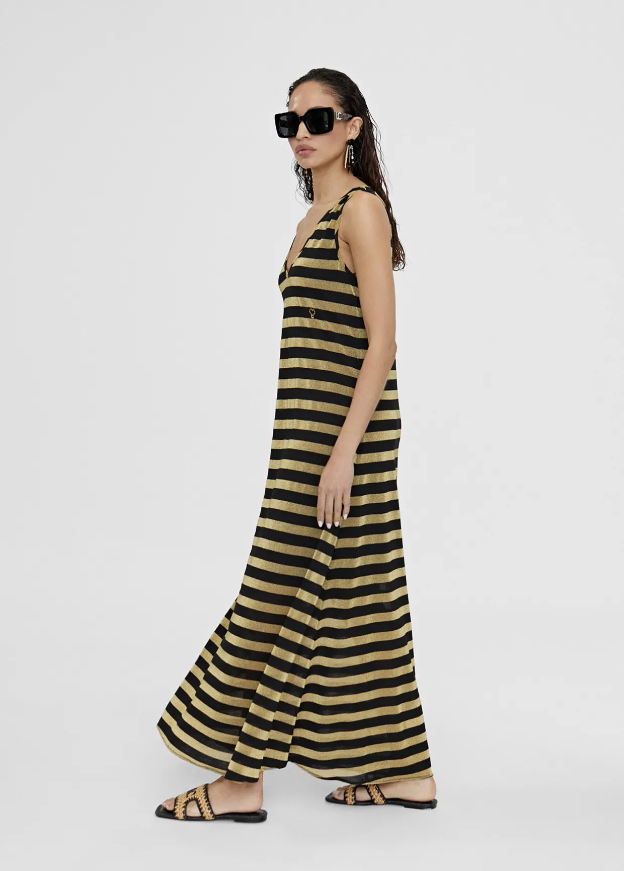 Vestido largo de rayas