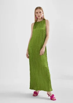Vestido largo efecto plisado