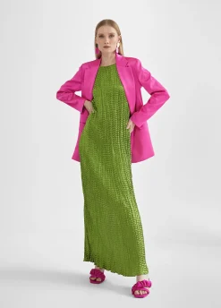 Vestido largo efecto plisado