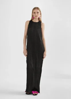Vestido largo efecto plisado