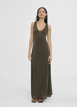 Vestido largo negro y dorado