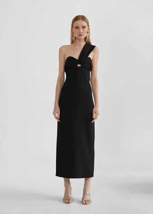 Vestido midi tirante asimétrico